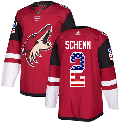 Adidas Coyotes #2 Luke Schenn Maroon Home Authentic USA Flag Stitched NHL Jersey